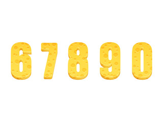 Cheese alphabet set. Numbers 6-0