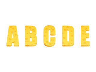 Cheese alphabet set. Letters A-E