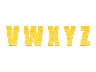 Cheese alphabet set. Letters V-Z