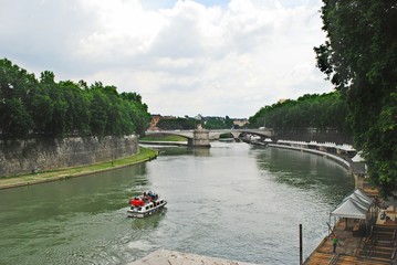 View of Tiber river in Rome city on May 31, 2014