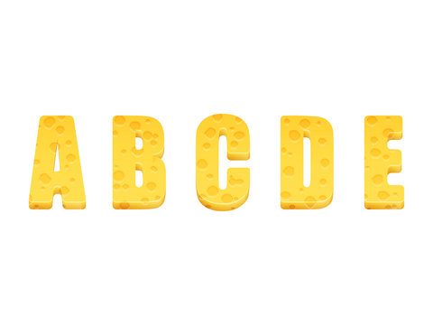 Cheese alphabet set. Letters A-E