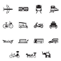 B&W icons set : Thailand Transportation, Trips & Travel