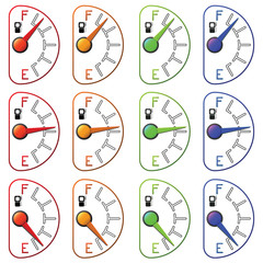 Naklejka premium fuel meter set standing lined isolated on white background