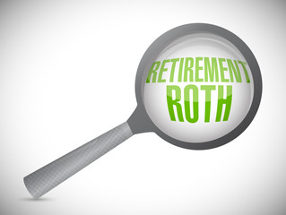 retirement roth magnify glass sign