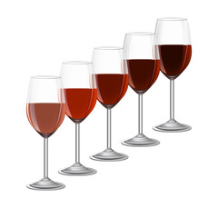 glasses of wine on metal stand isolated on white backgroud