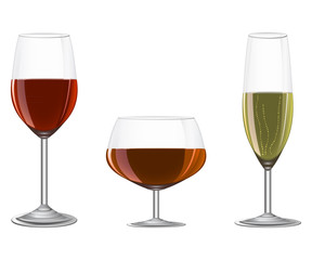 glasses set on metal stand isolated on white background