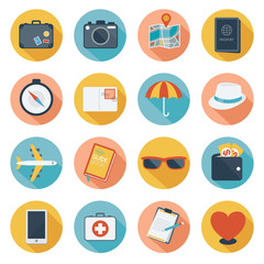 Flat icons set : Prepare, Trips & Travel