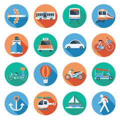 Flat icons set : Transportation, Trips & Travel - 75403885