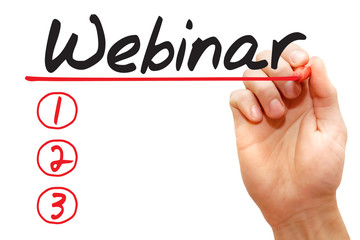 Hand writing Webinar List with red marker, business concept