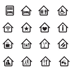 Flat icons set : Building, Destination, Place for Map