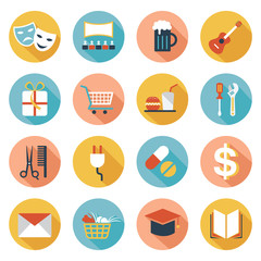 Flat icons set : Destination, Place for Map