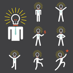 Business Idea Man with Bulb Head