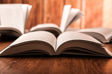 open large book on a wood table