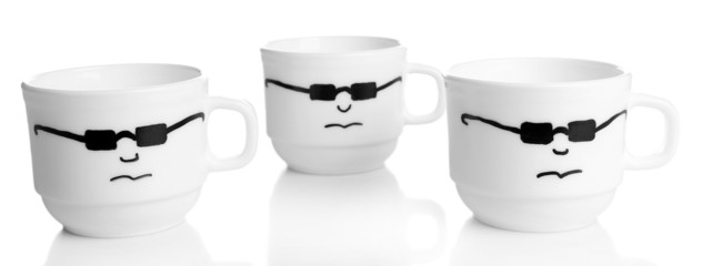 Emotional cups isolated on white