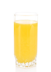 Glass of orange juice isolated on white