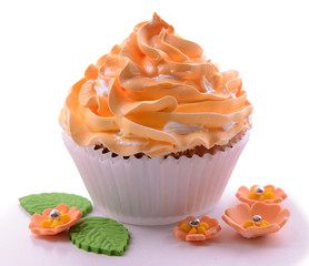 Delicious cupcake isolated on white