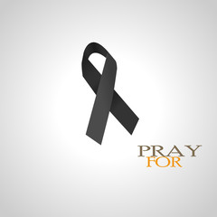 Dark gray ribbon with Pray word