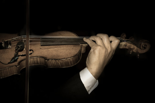 Vintage filtered  of violinist playing.