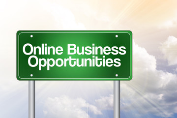 Online Business Opportunities Green Road Sign, business concept