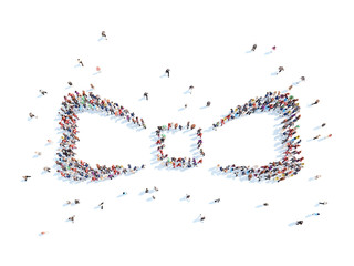 People in the form of a butterfly.