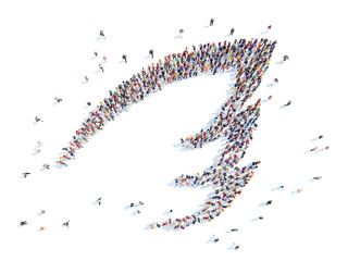 People in the form of a bird wing.