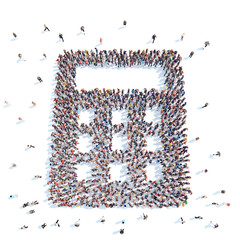 People in the form of a calculator.