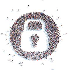 People in the form of a door lock.