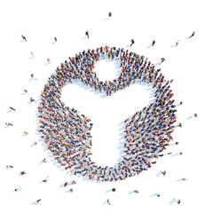 People in the form of an abstract symbol.