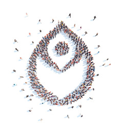 People in the form of an abstract symbol.