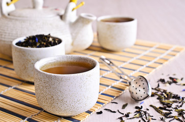Fototapeta na wymiar Cup with tea liquid