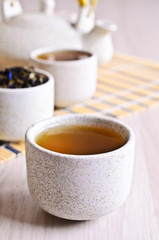 Cup with tea liquid