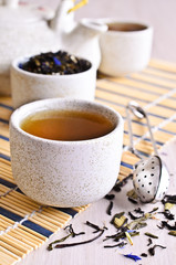 Cup with tea liquid