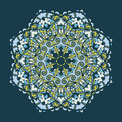 Vector islamic arabesque mandala design in shades of blue