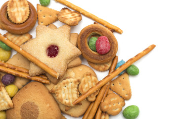 Tea time - cookies with colored sweets for tea. Dessert. Photo.