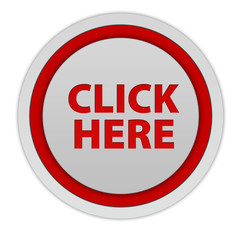Click here circular icon on white background