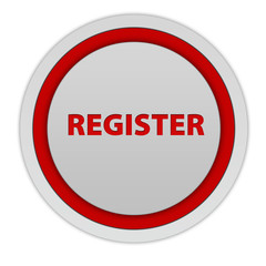 register circular button on white background