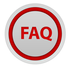 faq circular icon on white background