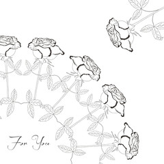 Black and white ornamental round with rose