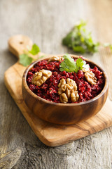 Beetroot relish with nuts and herbs