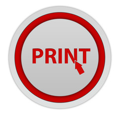 Print circular icon on white background