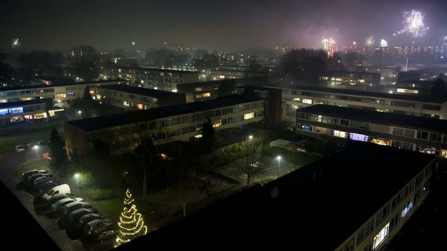 Time-lapse of fireworks on new years eve