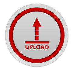 Upload circular icon on white background