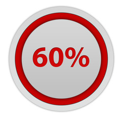 Sixty percent circular icon on white background