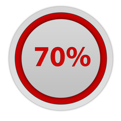 Seventy percent circular icon on white background
