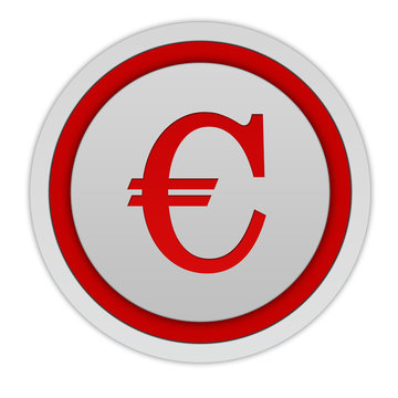 Euro circular icon on white background