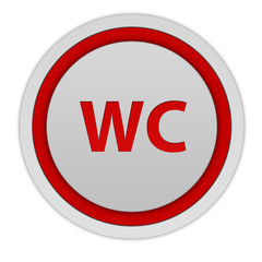 WC circular icon on white background