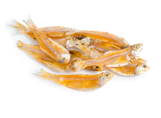 closeup of traditional Thailand mini fish chips, spicy snack foo