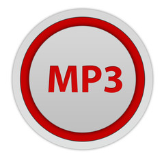 MP3 circular icon on white background