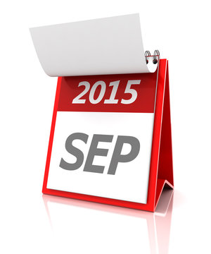2015 September calendar, 3d render