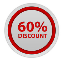 Discount sixty percent circular icon on white background